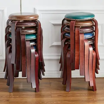 

American wrought iron stool home simple fashion bench Makeup stool thick adult round stool dining meal