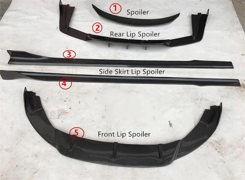 1 Set 5 PCS Передняя Задняя сторона юбка выступ Спойлеры для Maserati Quattroporte бампер диффузор Высокое качество углеродного волокна спойлер - Цвет: 1 Set 5 PCS