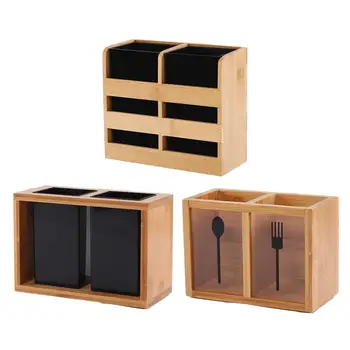 

New Multifunction Bamboo Storage Box Chopsticks Spoon Fork Cutlery Drain Holder Kitchen Utensils Organizer Tools