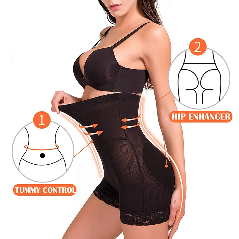 MISS MOLY Womens Shapewear Padded Butt Lifter High Waist Trainer Tummy  Control Panties Hip Enhancer with Removable 4 Pads