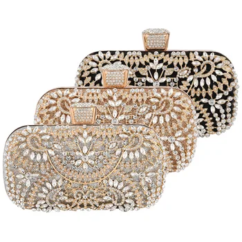 

MONNET CAUTHY New Evening Bags Luxury Handmade Diamond Wedding Party Clutch Bag Black Gold Silver Elegant Pretty Hasp Hand Bags