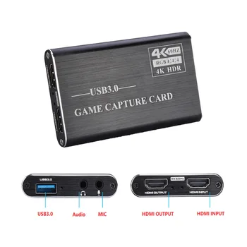 

New 4K HDMI Game Capture Card USB3.0 1080P Reliable Portable Capture Card Device for Streaming Live Broadcasts Video Recording