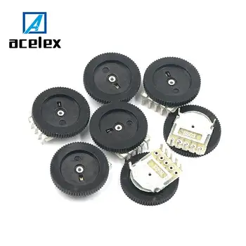 

10pcs Double Gear tuning potentiometer B502 5K ohm 5Pin 16*2mm Dial Taper Volume Wheel Potentiometer