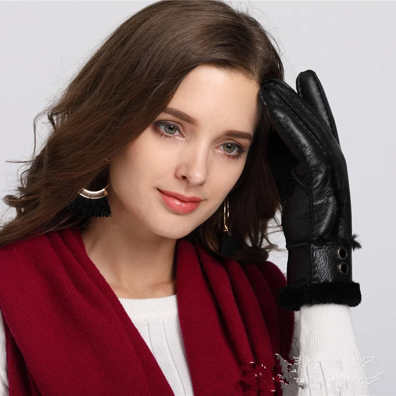 Женские перчатки из натуральной кожи высокого качества из козьей кожи, теплые зимние перчатки, ветрозащитные рукавицы на запястье, Guantes