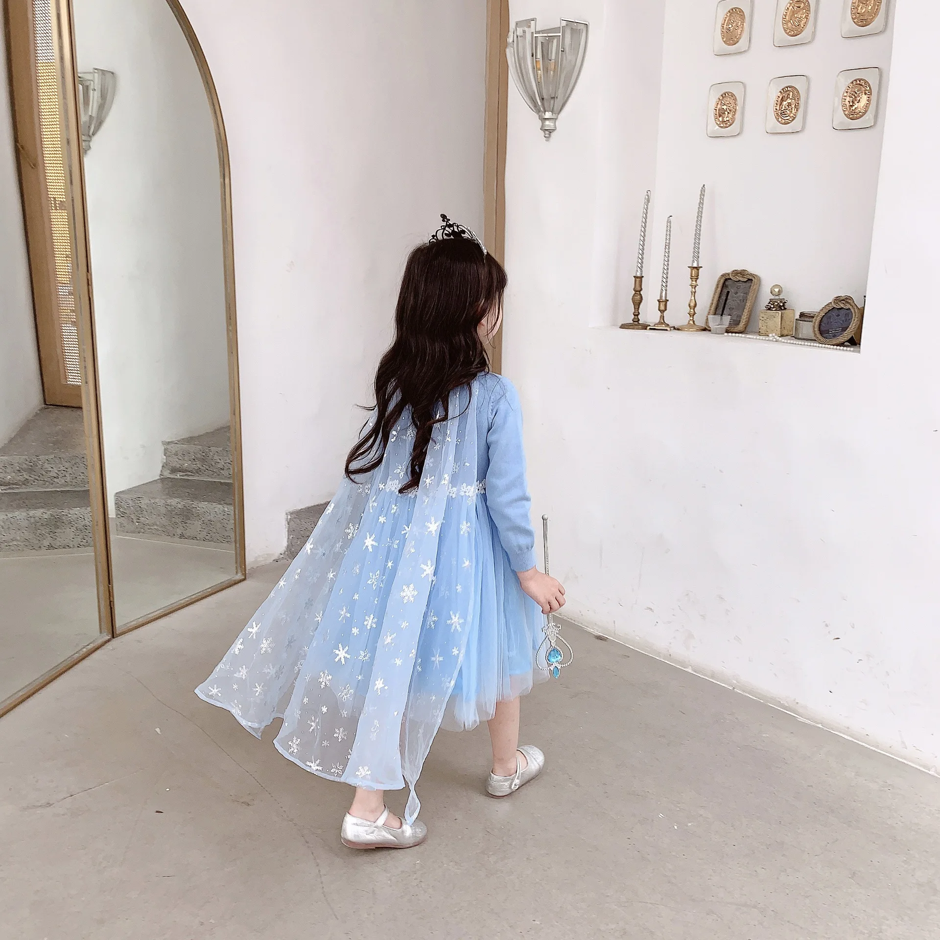 Autumn Winter Girls Long Sleeve Knitting Dress Baby Princess Dress Sweet lovely girl Lace Christmas Dress