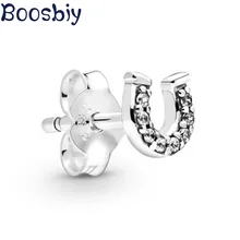 Серьги-гвоздики Boosbiy Shinning My Lucky в форме подковы для женщин и девочек, роскошные брендовые серьги-гвоздики, ювелирный подарок, новинка