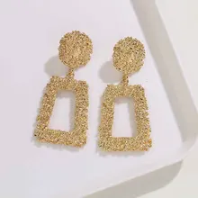 Геометрические золотые металлические серьги-подвески для женщин и девушек, современные ювелирные изделия, квадратные винтажные Золотые женские серебряные серьги в богемном стиле