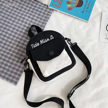 

New 2020 Fresh Trend Messenger Lady Wild Girl Letter Crossbody Shoulder Fashion Canvas Famale Handbag Patchwork For Women