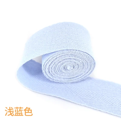 light blue 40 мм x50yard хлопчатобумажная тесьма саржа «елочкой» лента сшить ремень для платья делая шитье, саржевый фартук сшить ремень-DIY сумки, ремни - Цвет: light blue
