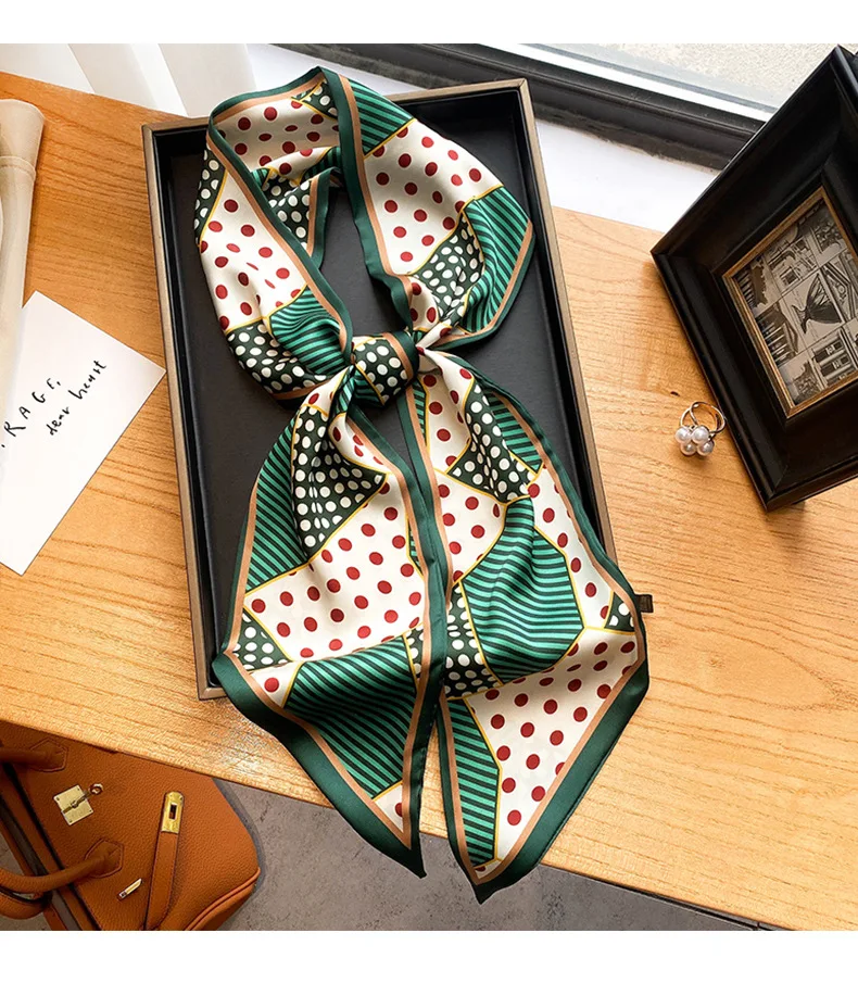 

Новый литературный Модный маленький свежий и узкий длинный точечный шарф с принтом декоративный шарф повязка на голову галстук ремешок на запястье сумка ремень