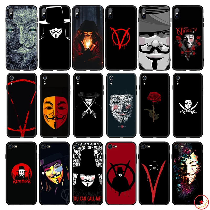V for Vendetta Soft Silicone Phone Case iPhone 11 Pro Xs Max X or 10 8 7 6 6S Plus 5 5S SE Xr 7Plus Cover |