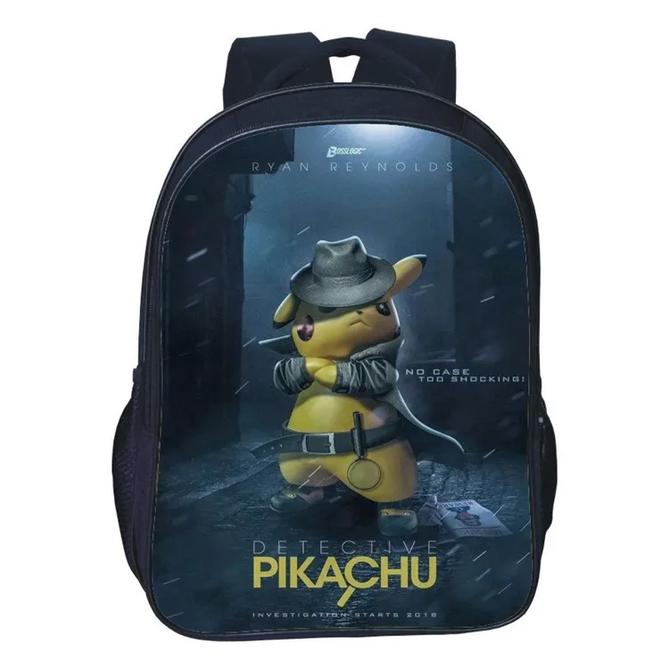 

New Style 3D Printed 16-Inch Double Layer CHILDREN'S School Bags Detective Pikachu Backpack Pikachu Young STUDENT'S Backpack