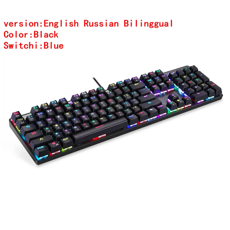 Motospeed CK104 Gaming Mechanical Keyboard Russian English Red Switch Blue Metal Wired LED Backlit RGB Anti-Ghosting for gamer
