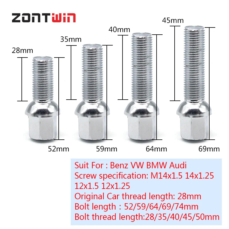Car Alloy Wheel Nut Bolts Screw 5pcs for BMW Benz VW Golf 5/6/7 CC