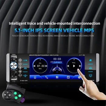 

1din Mp5 Player Touch Car Radio Bidirectional Interconnection RDS AM FM 4-USB 5.1 Inches Support Android 10 Mirrorlink