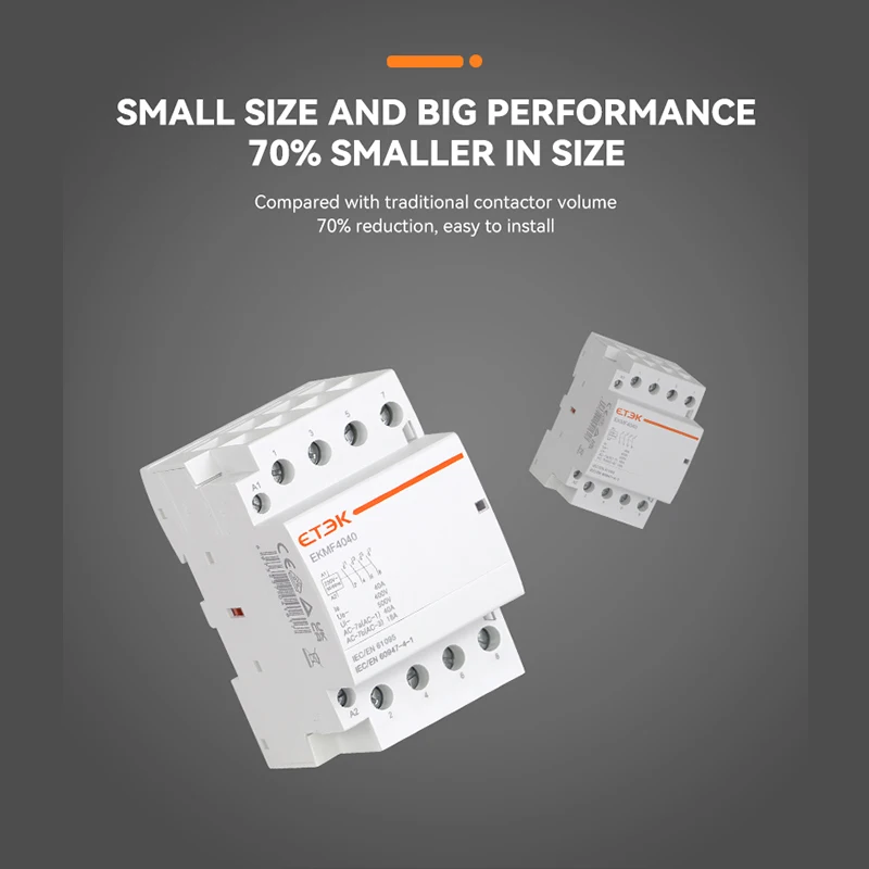 ETEK Modular Contactor Automatic 2P 4P 230V 380V Single-phase Three-phase 25A 40A 63A 2NO 2NC 4NO Din Rail EKMF
