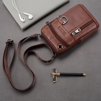 

Genuine Leather Designer Small Fanny Pack belly Bags Cowhide Fashion Belt Bum Bags Cigarette Case 6.5" Phone Pouch Messenger Bag