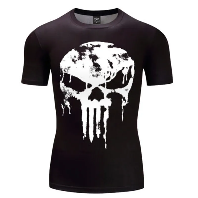 

2019 New Design Compression Shirt Punisher 3D Printed T-shirts Civil War Cosplay Costume Fitness Clothing Tops For Male