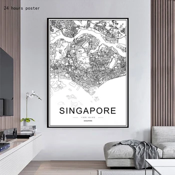

Singapore Map Poster Modern Art Print Print Decoration Wall Room Decoration Painting Home Decor