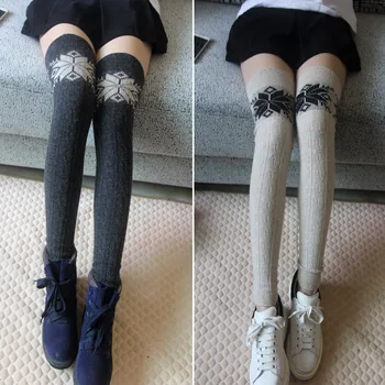 

Autumn And Winter New Rabbit Wool Knee Twist High Tube Boot Cover Lady Snowflake Leg Cover Pile Up Sock Cover 2020 New