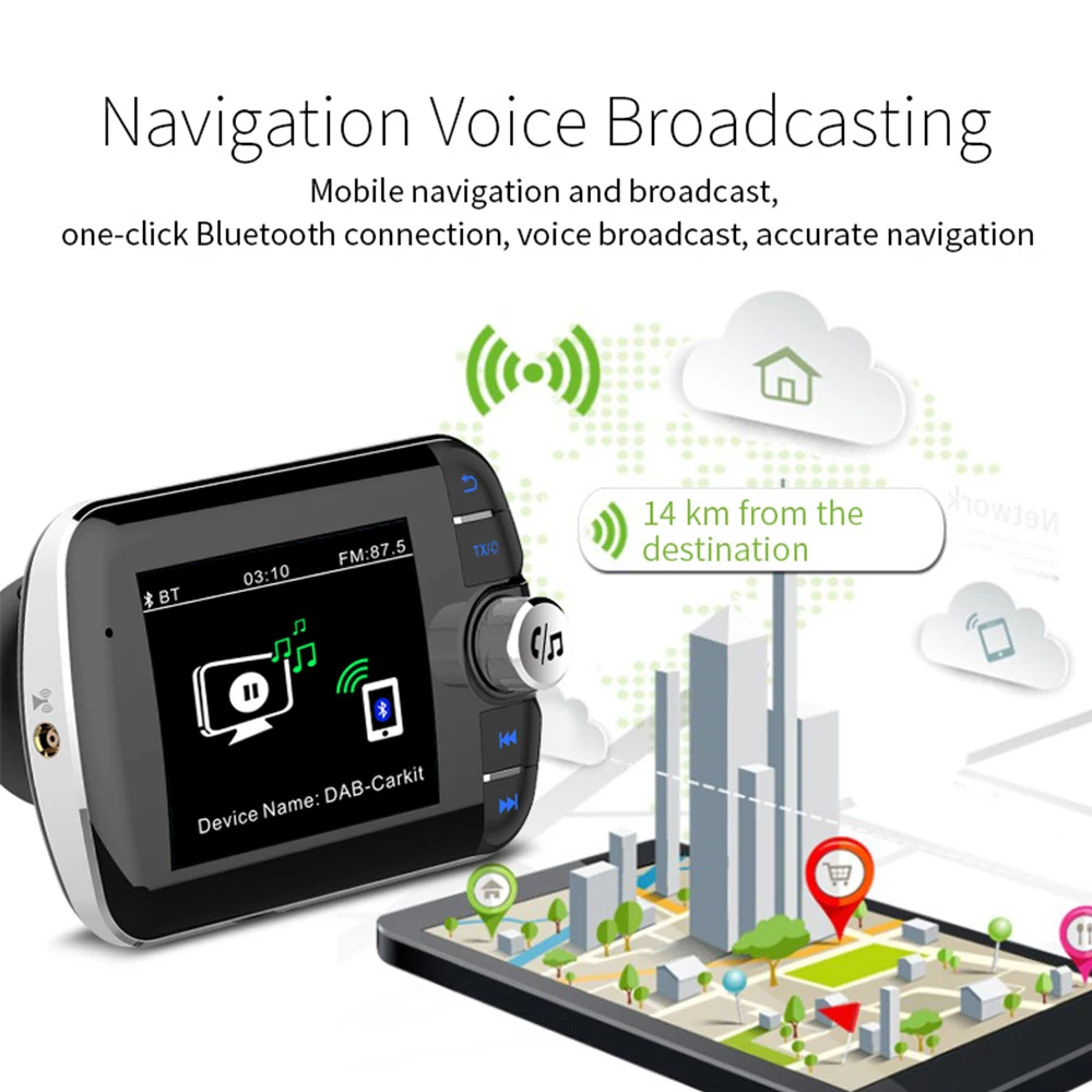 DAB004 автомобильные Bluetooth Музыкальные плееры DAB цифровое радио Смарт Bluetooth 4,2 MP3-плеер fm-передатчик подключи и играй адаптер