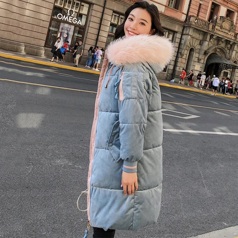 

2019 High Quality Winter Jacket Women Velvet Fabric Hooded Thicken Fur Female Coat Long Outwear Warm Ladies Parka