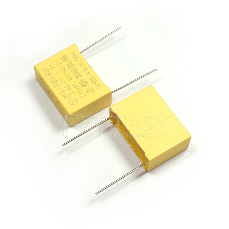 10pcs 0.68uF 10pcs capacitor X2 capacitor 275VAC 680NF Pitch 22mm X2 Polypropylene film 0.68uF polypropylene film capacitor
