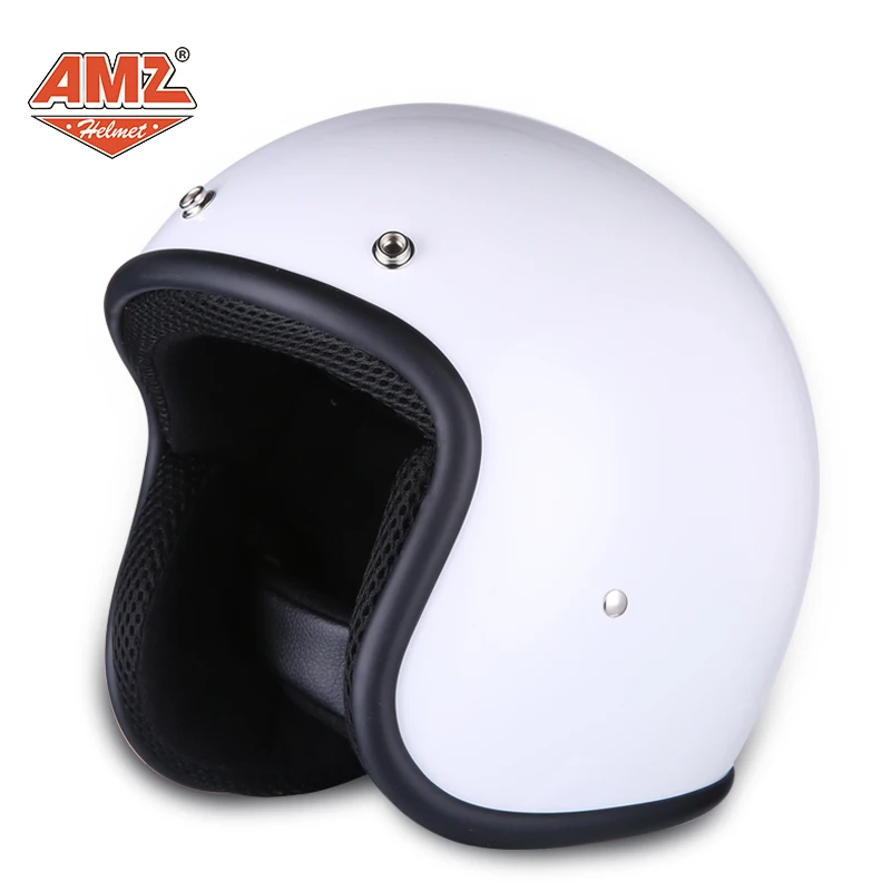 white AMZ винтажный мотоциклетный шлем Casco Moto крест Половина лица Мото шлем Ретро Casco скутер шлемы с точка сертификации - Цвет: white