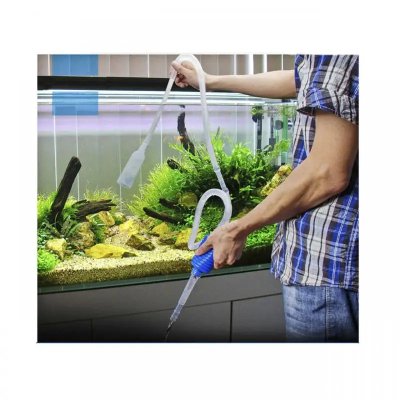 Limpiador de tanque de peces para acuario, bomba de vacío con filtro de reloj de arena, herramienta de limpieza Simple de sifón