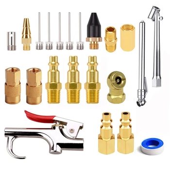 

22Pcs 1/4 Inch NPT Air Blow Fittings Kit with Tire Inflation Needles Chuck Air Compressor Connector Couplers and Plugs Hose Spli