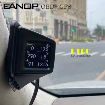 

EANOP Smart OBD2 + GPS HUD L100 Headup Display GPS Speedometer KMH/MPH with 8 Interface Speed/RPM Voltage Compass oil consump