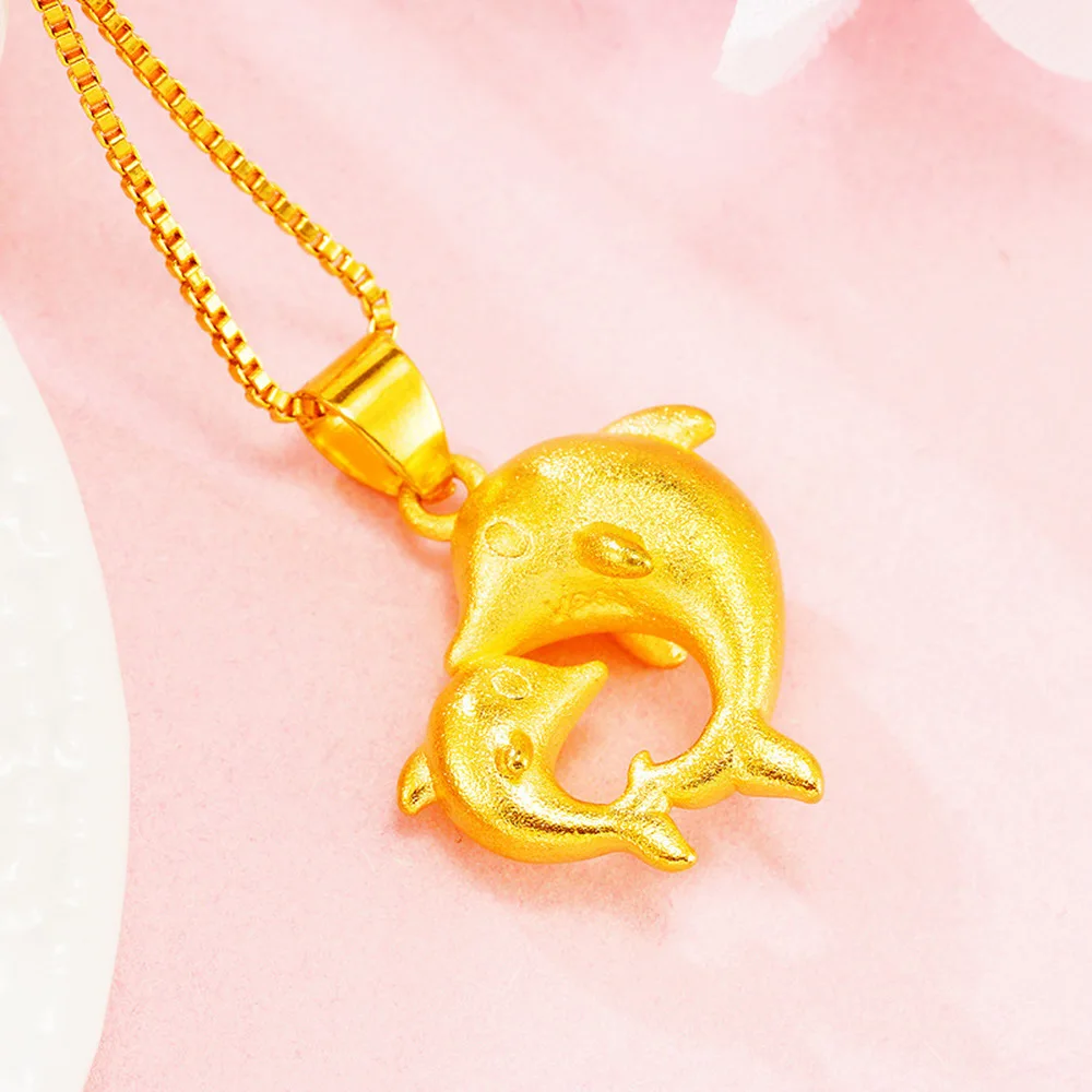 

Romantic couple Dolphin necklaces for women Wife gifts Jewelry Trendy 24K gold pendant choker Clavicle Chain christmas gifts