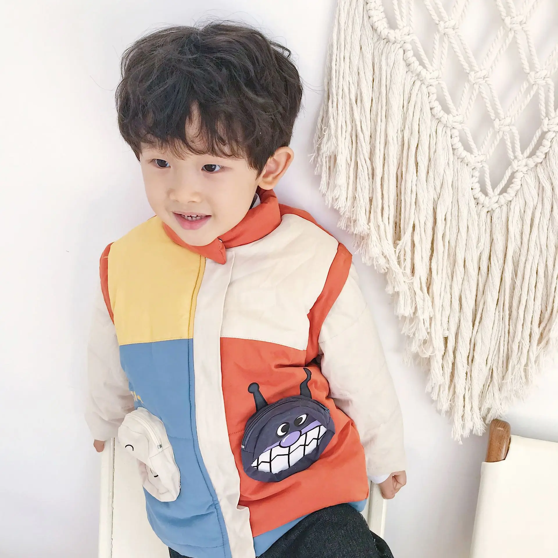 Tonytaobaby/новая зимняя одежда для мальчиков и девочек; детская одежда; хлопковые куртки; цветные жилеты; куртки; рукава могут быть разделены