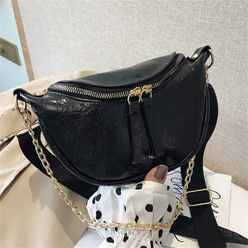 

Fashion Chain Crossbody Pack Women Waist Bag New Brand Belt Bag Female Waist Pack PU Leather Chest bag Belly Bag New Quality