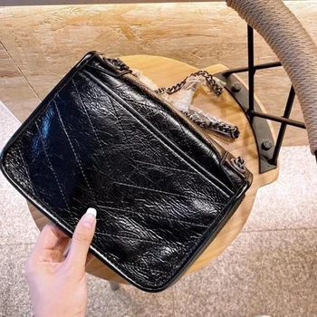 

Pleated leather versatile One Shoulder Messenger Handbag women's diamond lattice chain bag Niki bag classic luxury jewelry luxur