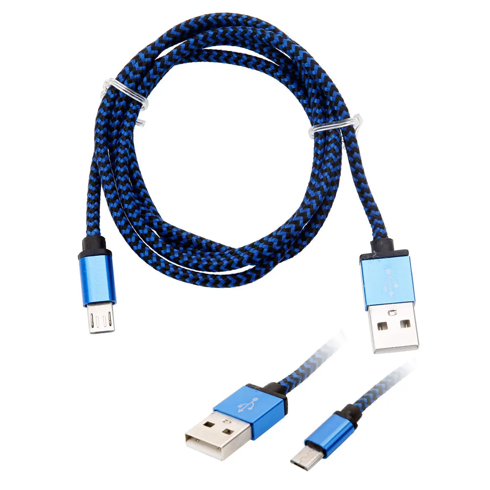 3FT Плетеный Алюминиевый USB кабель передачи данных для аndroid синий OUJ99