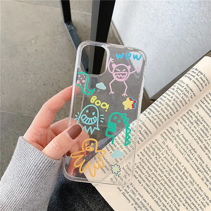 GlamPhone чехол динозавр Каракули чехол для телефона для iPhone11Pro/Max X XS Max XR Мягкий силиконовый чехол для iPhone11 7 8 6 6s Plus чехол