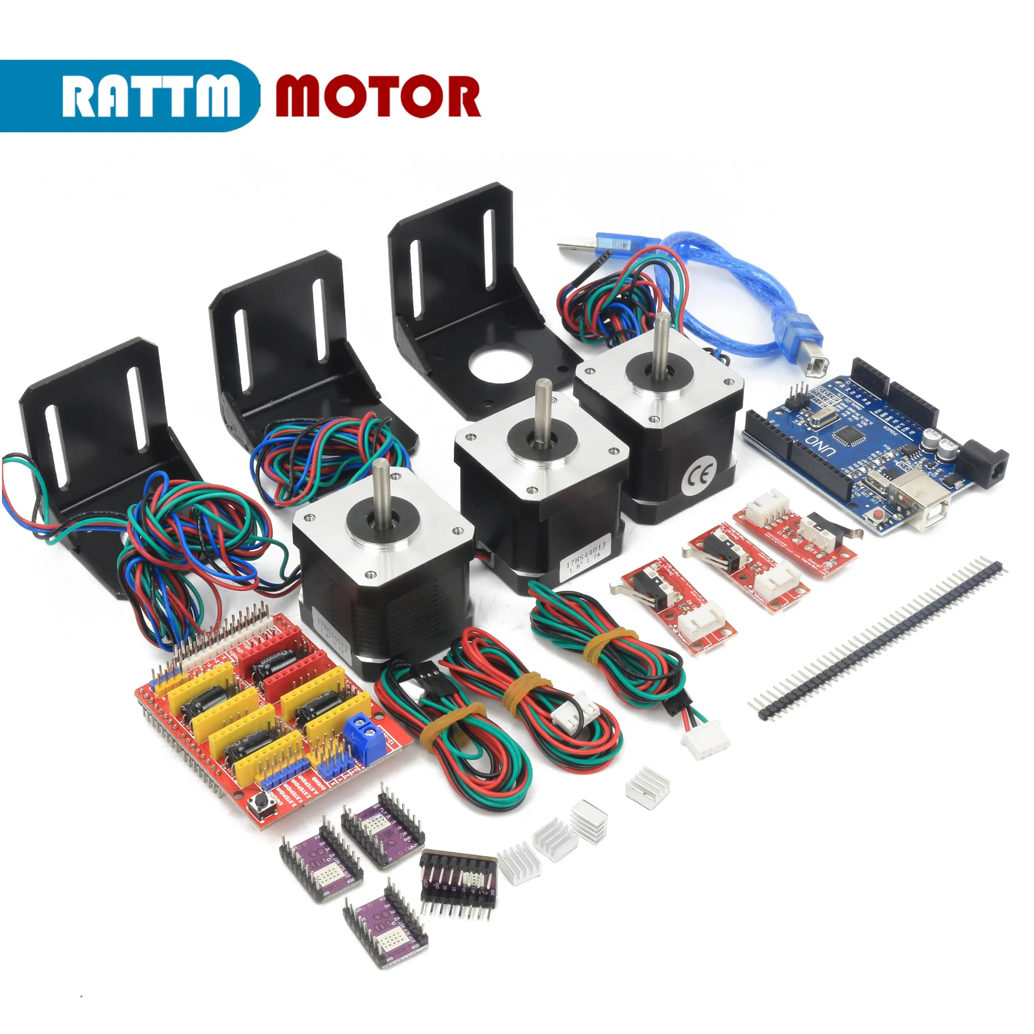 CNC Controller Kit Nema 17 Stepper Motor & UNO R3 Improvement Borad & DRV8825 Drivers For Arduino 3D Printer