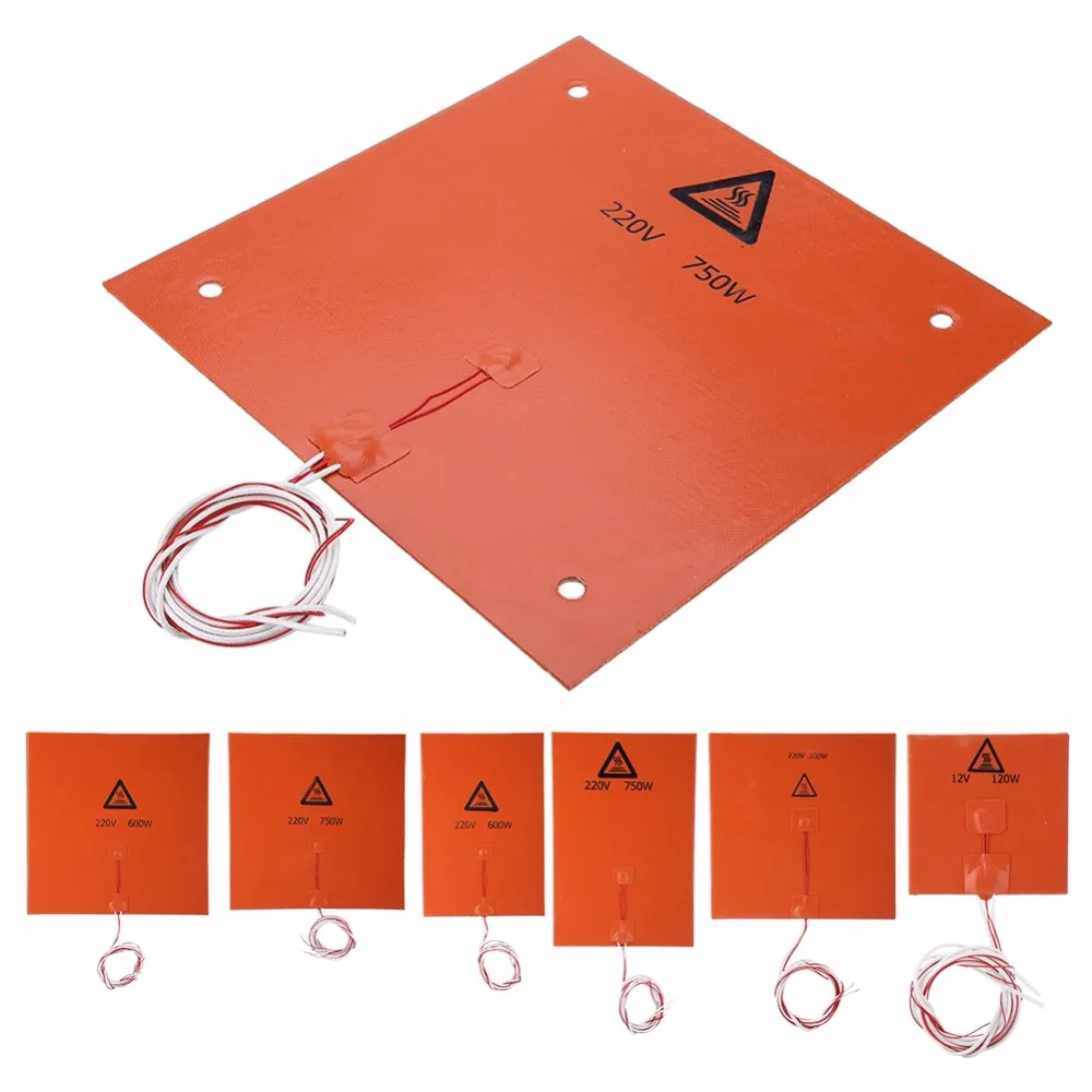 

Silicone Heated Bed Heating Pad Waterproof 220/300x300/310/235/400 mm 12V/220/110 V for 3D Printer Ender-3 cr10 Parts Hot Bed