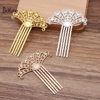 

BoYuTe (10 Pieces/Lot) 55*72MM 5 Teeth Metal Brass Hair Comb Materials Diy Handmade Hair Accessories