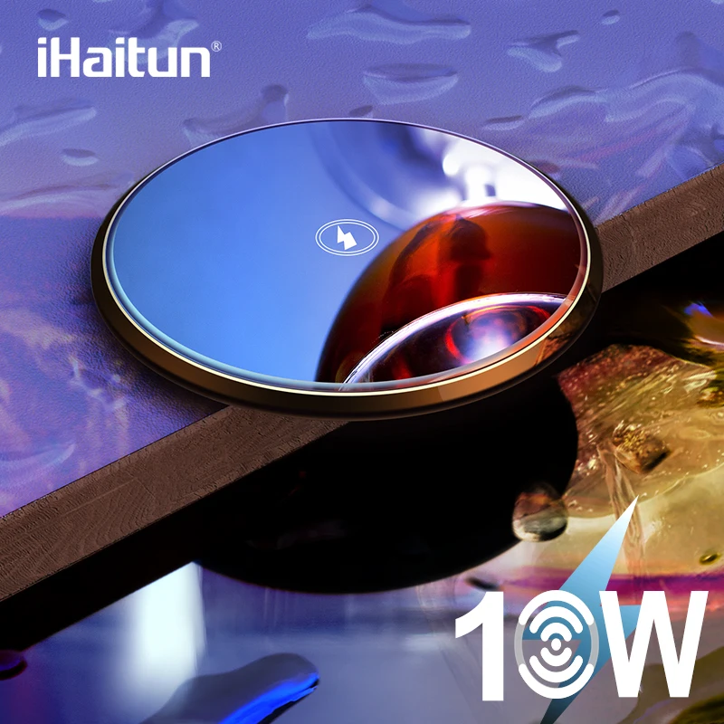 

iHaitun Luxury Qi Wireless Charger Pad Fast Charging For iPhone 11 Pro Mobile Phone Wirless Charger Dock Stand For Samsung S10