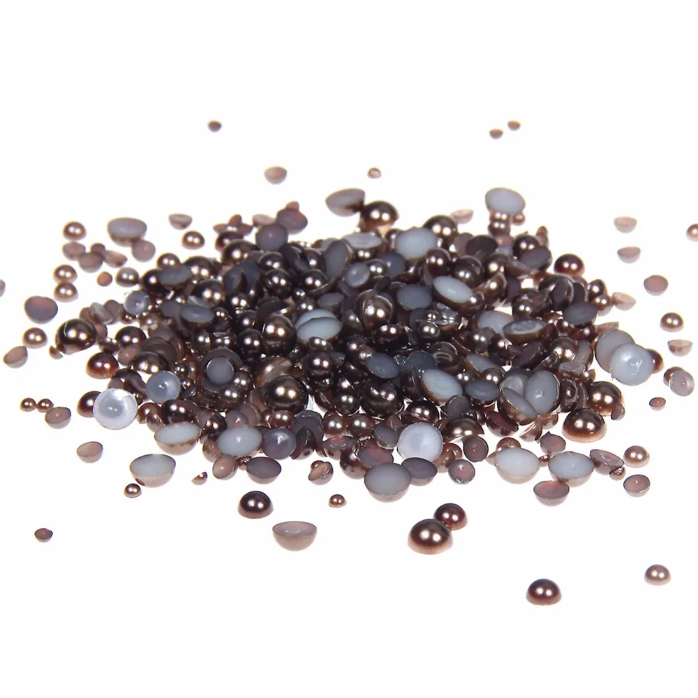 

Free shipping~Dark Coffee Color 1.5mm,2mm,4mm,6mm,8mm,10mm,12mm,14mm Flat back ABS Round Half Pearl, plastic half pearl beads