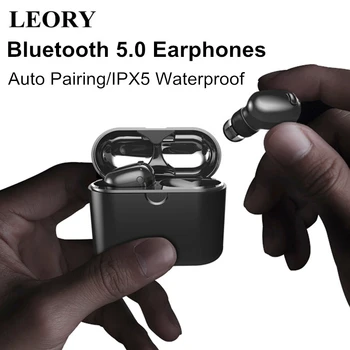 

LEORY bluetooth 5.0 Earphone TWS Noise Cancelling Binaural Call Earbuds Touch IPX5 Waterproof Sport Wireless Headset with Mic