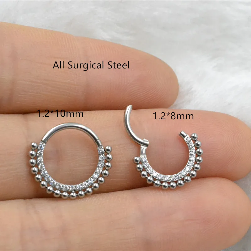 5/10pcs Surgical Steel Hoop Nose Ring Piercing Tragus Helix Stud Body Jewellery 