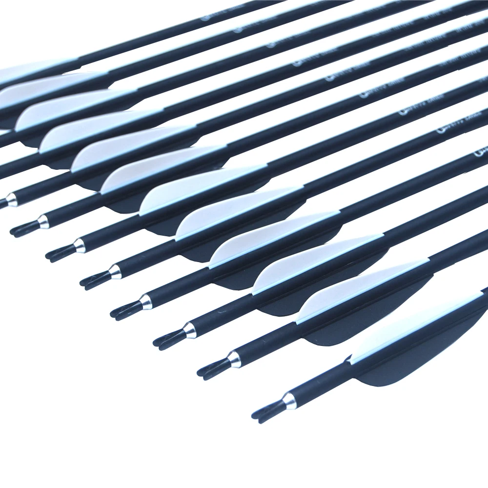 Carbon Arrows for Archery Hunting with Replaceable Arrowheads, Spine 500