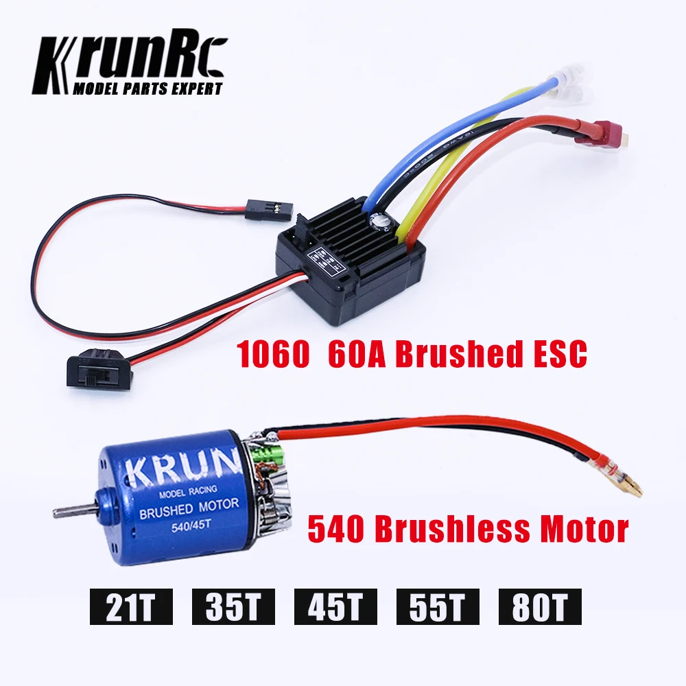 

540 21T 27T 35T 45T 55T 80T Brushed Motor +60A HOBBYWING 1060RTR ESC for 1/10 HSP HPI Wltoys Kyosho TRAXXAS Redcat RC Car Truck