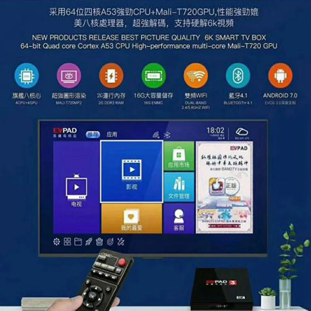 IP tv EVPAD3 tv box free tv для Indonesia HK TW Корея Япония Индия Сингапур США Таиланд Малайзия китайский Evpad3s/3 plus/3Max