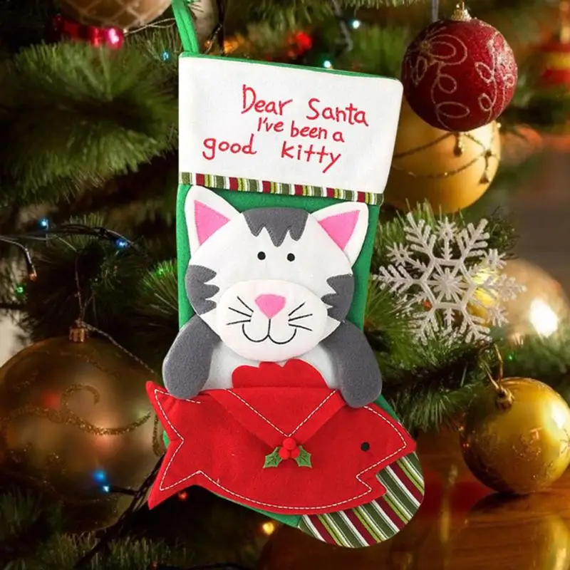 

Cute Dog Cat Shape Apple Bag Children Candy Gift Stockings Christmas Pendant Home Festival Decoration Essential Supplies