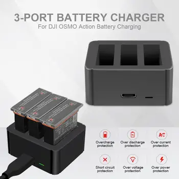 

For OSMO ACTION Three-to-one Multi - Port Charger 3 - Port Battery Charger USB Compatible With For DJI Osmo Action Camera