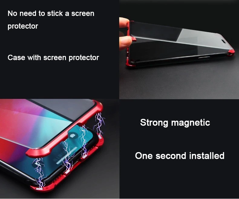 Магнитный адсорбционный чехол без оправы для iPhone XR XS MAX X, закаленное стекло 9 H, Передняя Задняя крышка для iPhone XS Max XR, чехлы